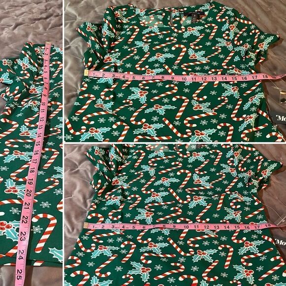 Modcloth Delightful Demeanor Christmas Blouse Candy Cane Green Red M NWT - Picture 11 of 11